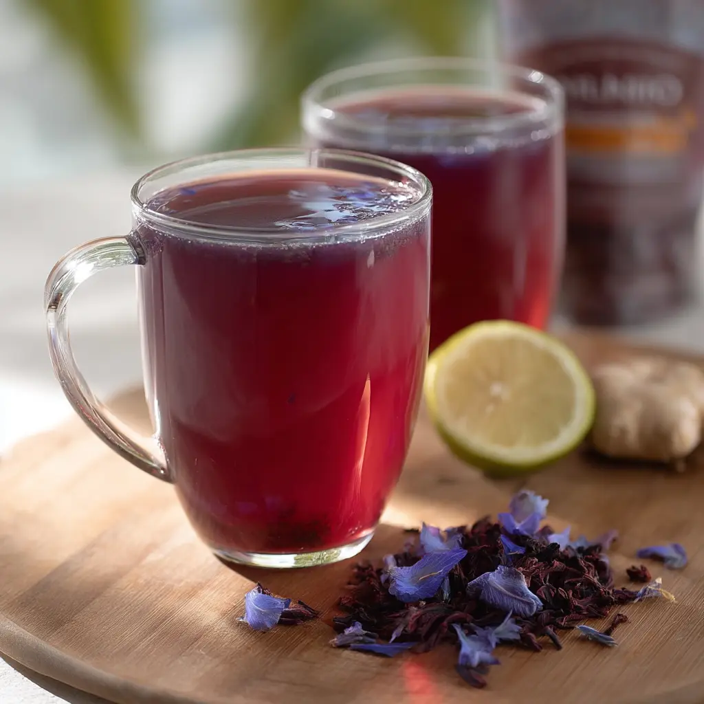 Brazilian Mounjaro recipe detox drink with lemon and hibiscus