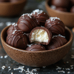 Chocolate Coconut Bliss Balls – The Ultimate No-Bake Healthy Snack Everyone Loves 2 saskdev 98455 A bowl is filled with glossy chocolate coconut 56a53359 5332 400a b61f c14ba9b3524c 1