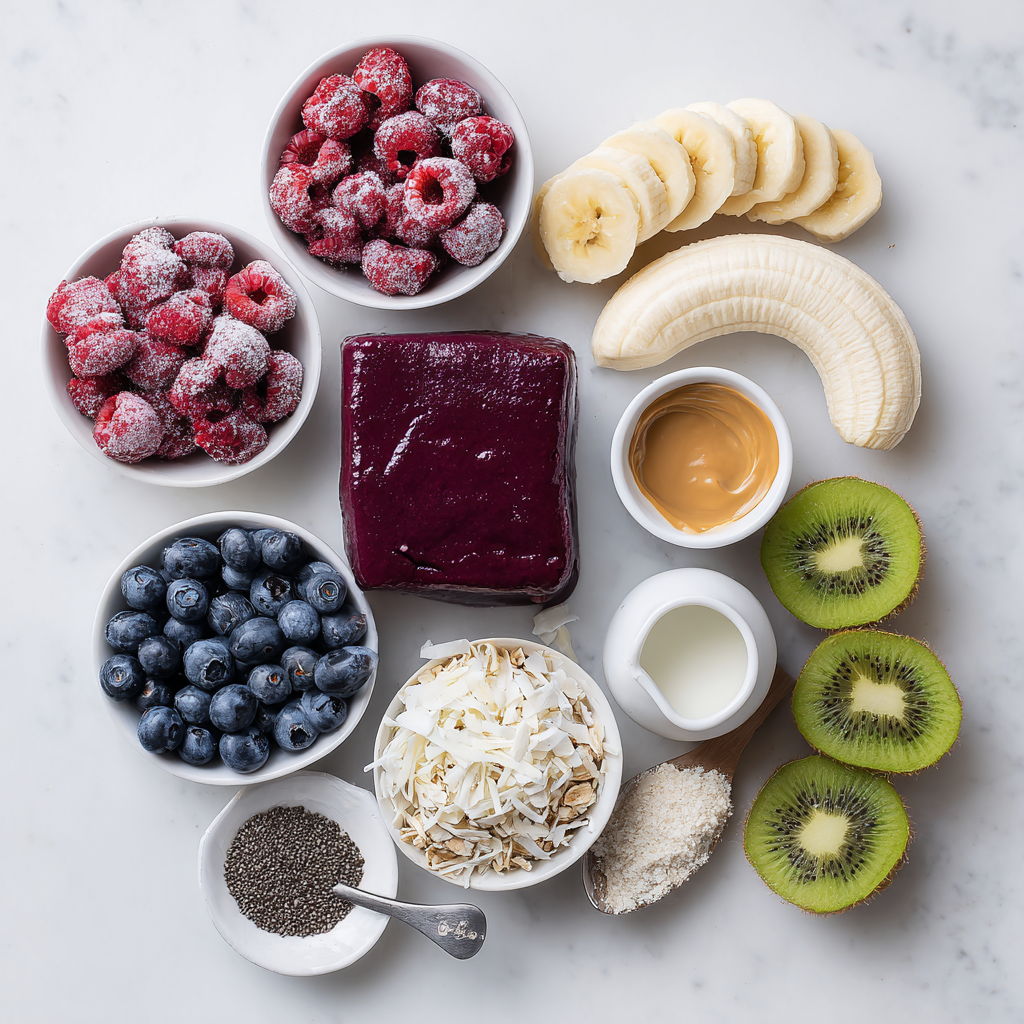 Raspberry Smoothie Bowl – The Delicious & Healthy Breakfast You’ll Love 5 saskdev 98455 A bright overhead shot of neatly arranged smoot 9363518b 8b75 49ec 92ed 676a1f0c526a 1
