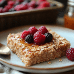 Baked Oatmeal Recipe: The Ultimate Guide to a Healthy, Easy, and Delicious Breakfast 2 saskdev 98455 A warm slice of baked oatmeal sits on a rustic 031dec03 dd03 4c08 b4c0 e6e73944a59b 3