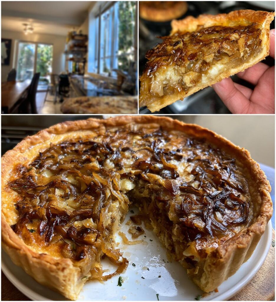 French Onion and Mushroom Tart with Gruyere Cheese