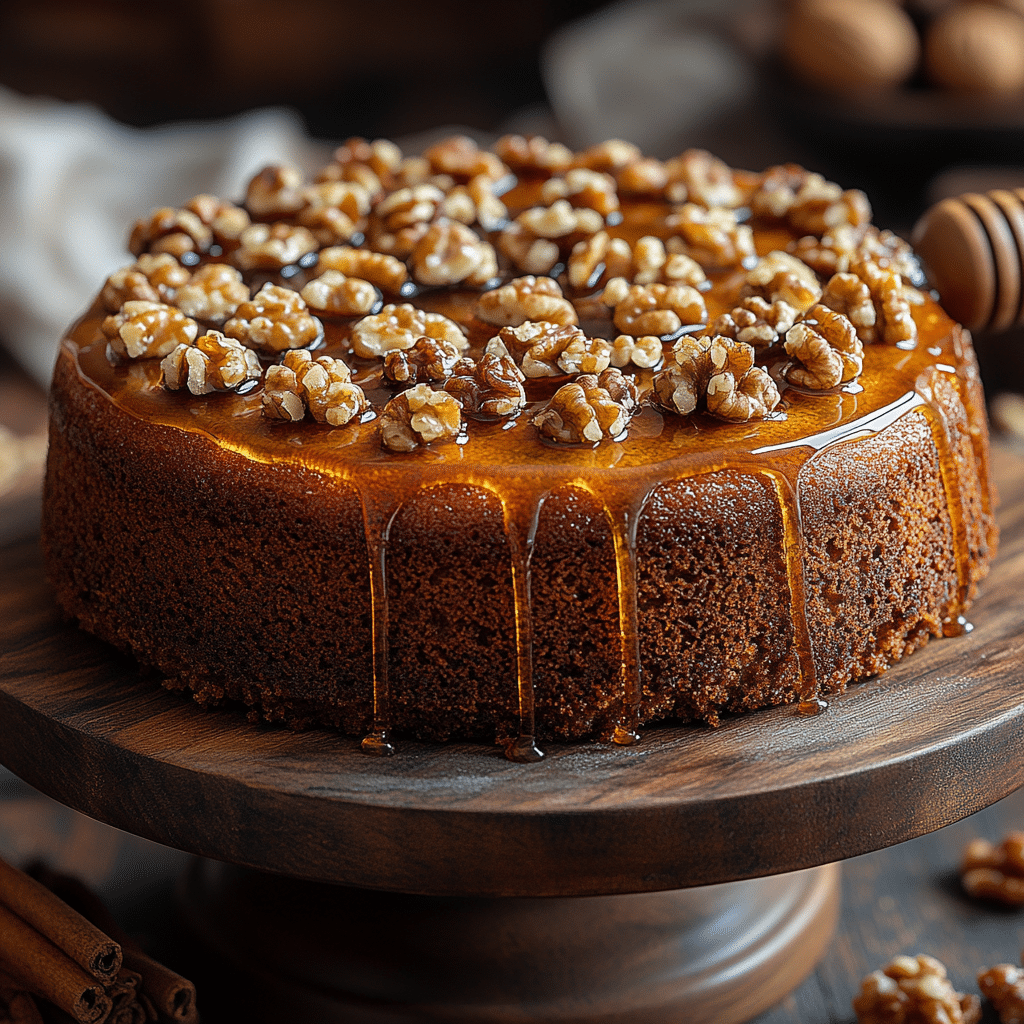 saskdev 98455 A whole round Greek honey cake placed on a rust bcdce985 3097 4cb8 b837 6b86a4a630c4 0