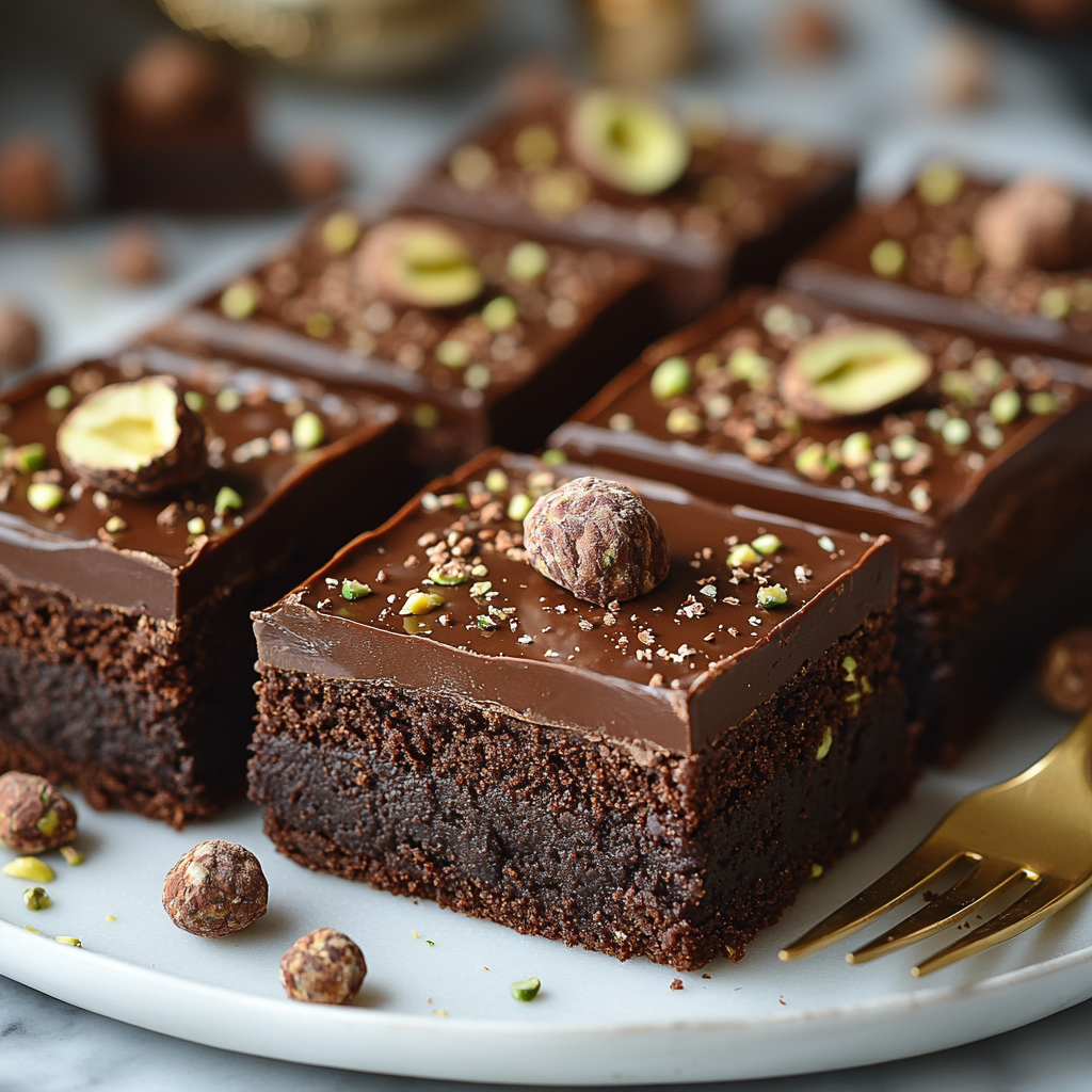 Pistachio Ferrero Rocher Brownies: A Decadent Twist on a Classic 3 saskdev 98455 Elegant pistachio Ferrero Rocher brownies cut i 2d525661 7870 4798 a9df 4d40cf411c88 3