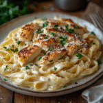 saskdev 98455 Homemade chicken alfredo pasta served on a rust 3b5f3e48 f390 4387 81fe 3a5d77e92acc 3